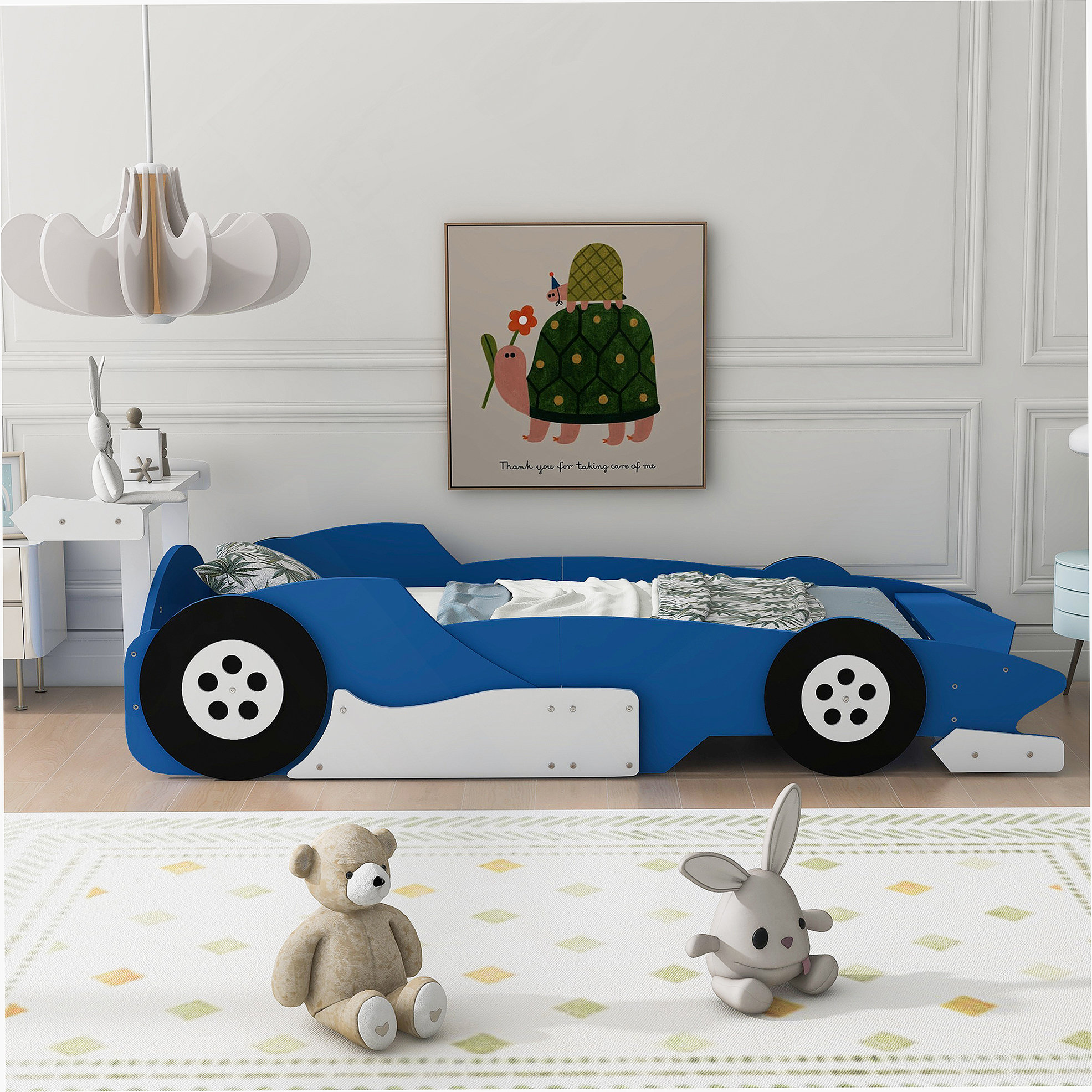 Wrought Studio™ Twin Size Race Car-Shaped Platform Bed With Wheels ...