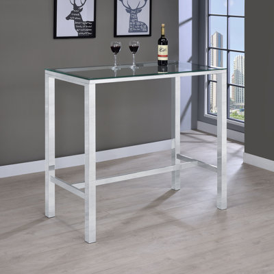  Tolbert Rectangular 47-inch Glass Top Pub Bar Table Chrome