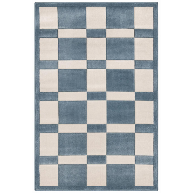 Tapis bleu et blanc 8 pi x 11 pi