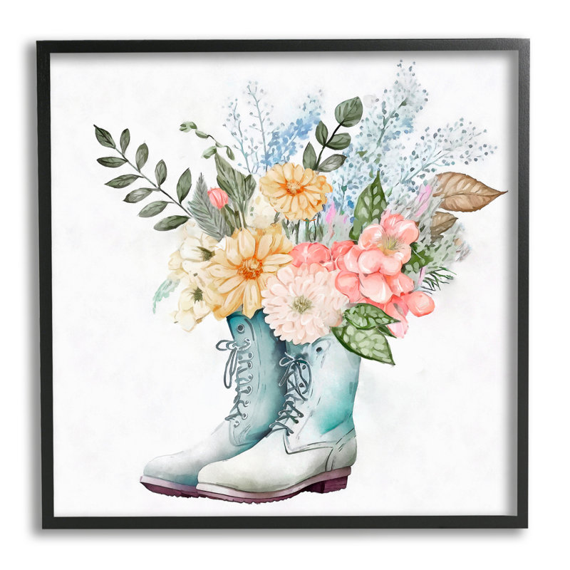 Impression sur toile, "Jardin", bouquet de fleurs mixtes encadré sur bois par Ziwei Li, H 12 po x l 12 po x P 1,5 po