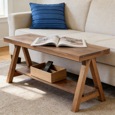Farmhouse Wood Bench, Rustic Solid Wood Storage Bench For Entryway, Living Room & Dining Room, Handcrafted Indoor Bench With Simple Design
