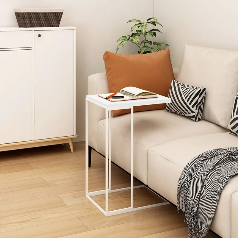 Guilda Frame End Table, White, Brown