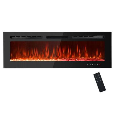 Adrine Recessed and Wall-Mounted Electric Fireplace with Touch Screen