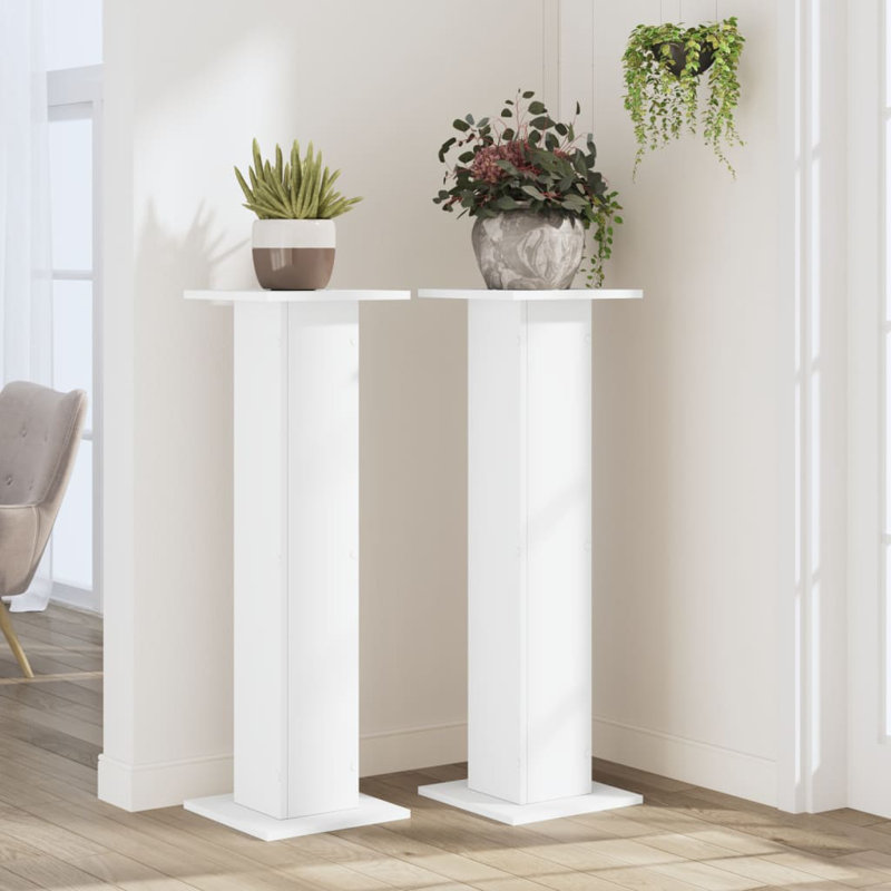 Haig Plant Stand - Set of 2, White, 30 x 30 x 95 cm (L x W x H)
