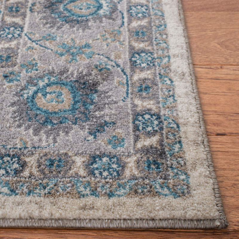 Eileen Oriental Ivory/Blue Area Rug, Rectangle 5'1" x 7'7"