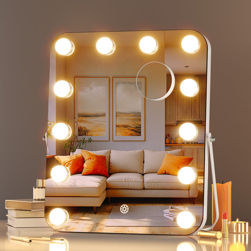 1 petit miroir de maquillage rectangulaire en métal, 12 po x 14 po