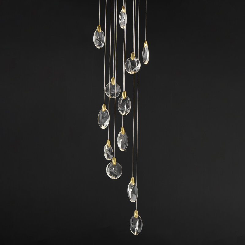 Luminaire suspendu caillou à lumières multiples, H 4,75 po x l 15,75 po x P 15,75 po, 4, 16