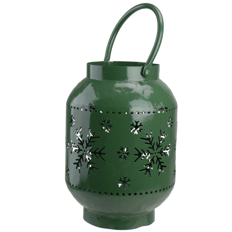 Lanterne de Noël en forme de flocon de neige, Vert, H 10 po x l 6 po x P 6 po
