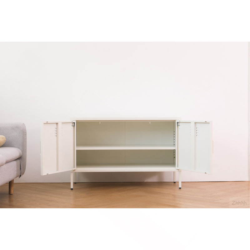 Une armoire de rangement multifonctionnelle en métal d'une hauteur de 25,2 pouces, White