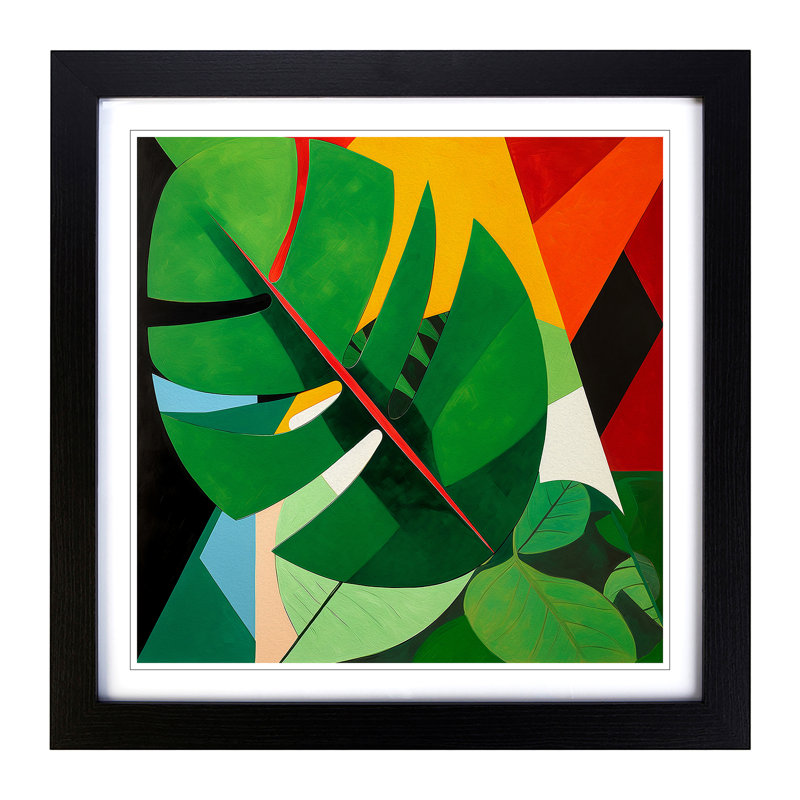 Tropical Leaf Suprematism No.8 - Framed Print, Black