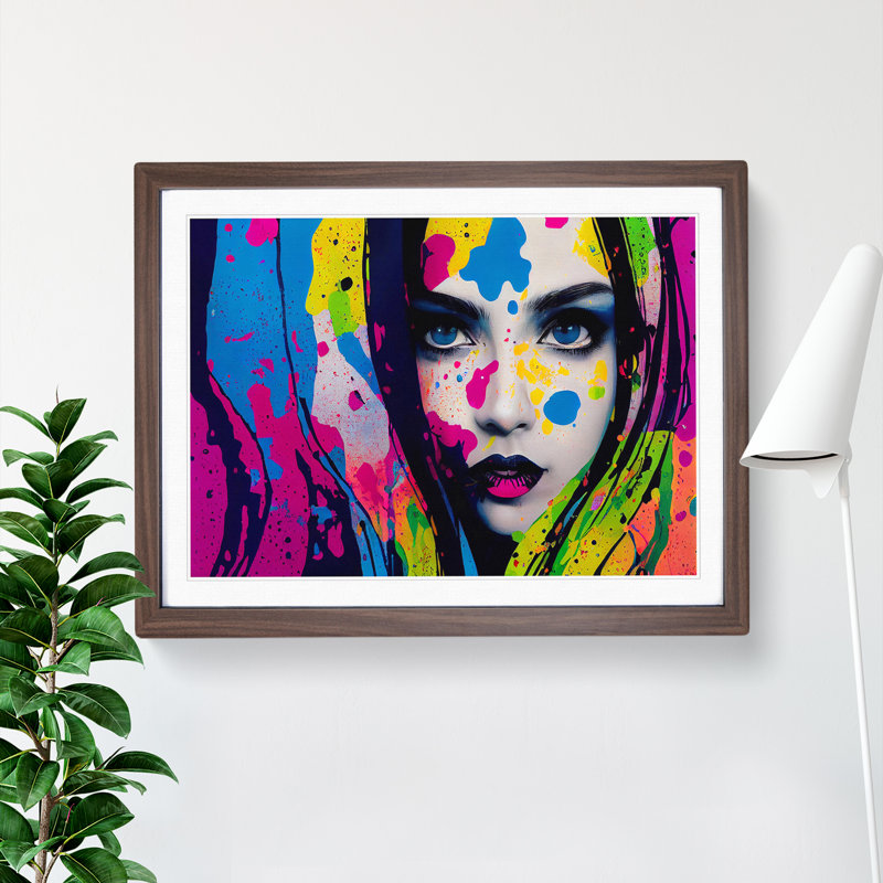 XH1022-10299X Woman Painted Vol.5 Abstract 1 Piece Single Picture Frame Wall Art, 25cm H x 34cm W x 2cm D, Walnut Framed