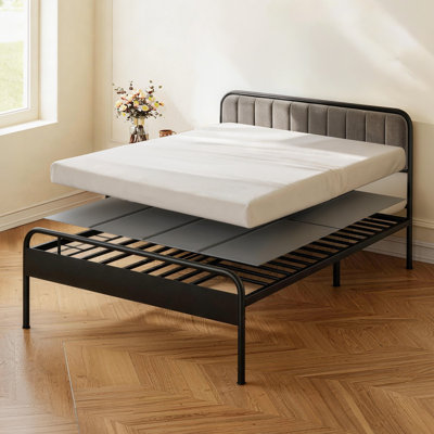 Bunkie Board, Queen Size 80.3 x 60.2 in, Foldable Bed Board Under Mattress with Hook-and-Loop Straps, PP Core with 600D Oxford Fabric, Anti-Sag for Metal Frames, Bunk Beds, and Sleeper Sofas