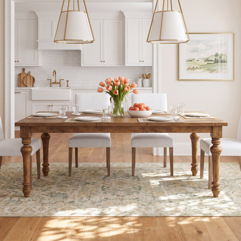 Simons 42 " Extendable Rectangular with Solid Wood Base Dining Table