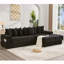 Canapé modulaire en L 110,75 po, canapé modulaire en velours côtelé, avec porte-gobelet mobile, porte-gobelets, 8 coussins décoratifs, poche latérale, déplier dans un lit, noir-118054473