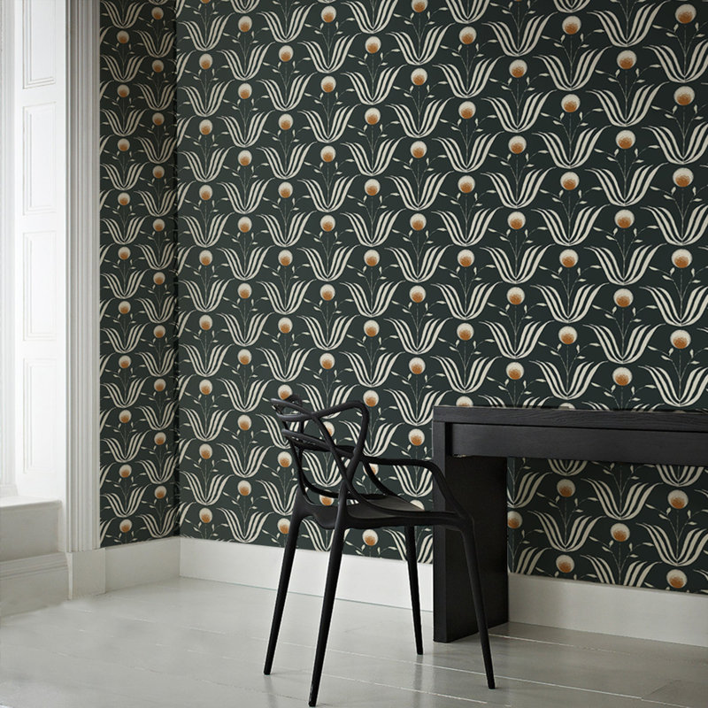 Lady Charlotte Spring Bloom 10' L x 24" W Wallpaper Tile, Soot, Premium Paper
