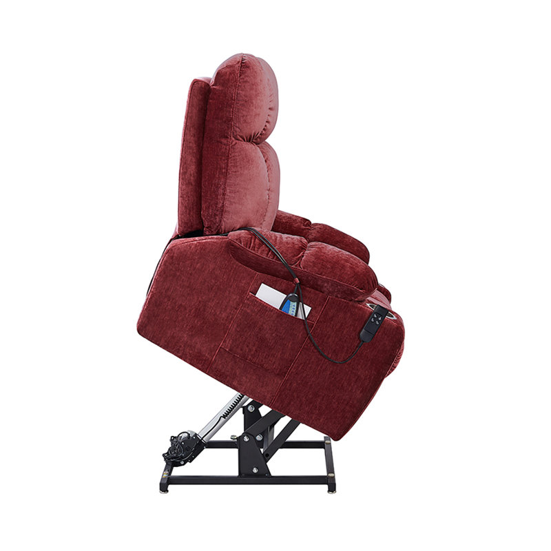 Deux fauteuils inclinables motorisés OKIN à deux positions avec massage à la chaleur, Red Fabric, Red