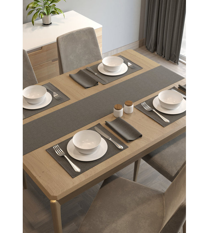 Christeen Solid Colour Polyster Table Runner, Charcoal Grey