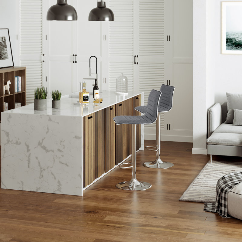 Montalto Swivel Upholstered Adjustable Height Bar Stool with Iron Frame