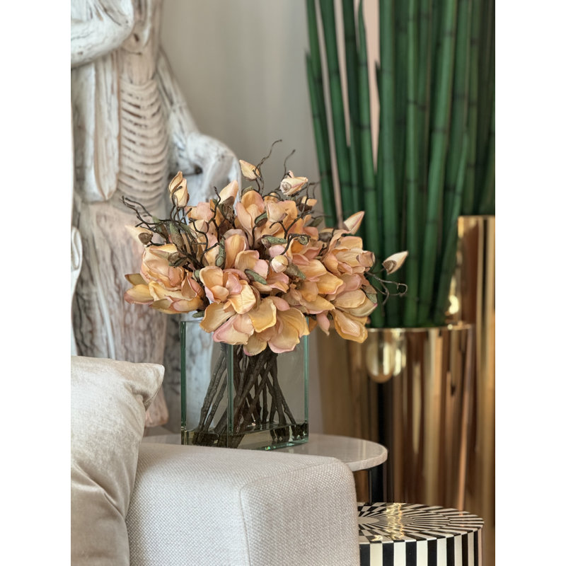 Magnolia Arrangement in Vase, Orange
