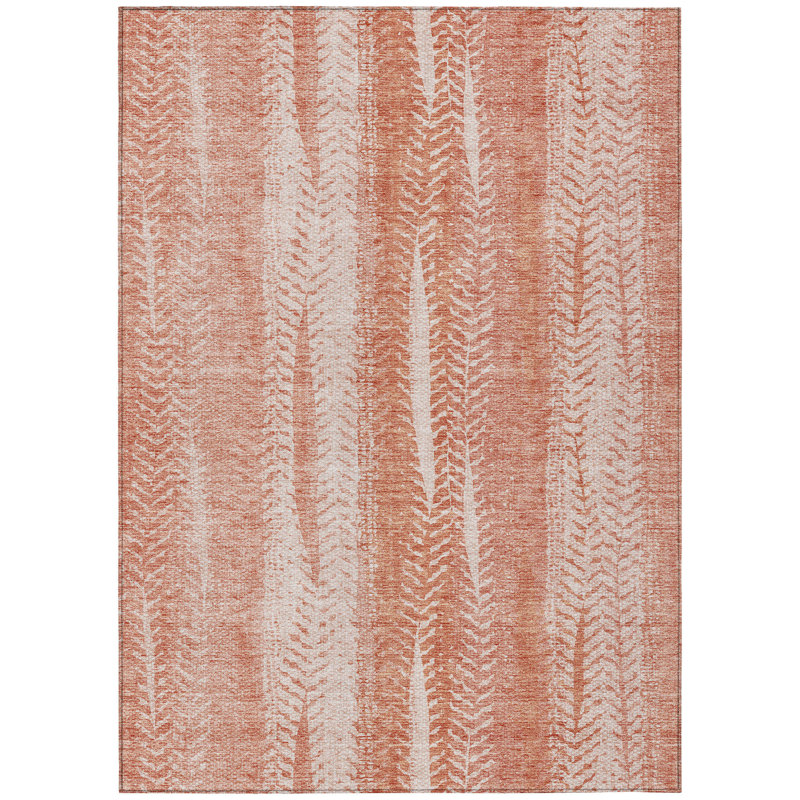 Tapis extérieur lavable à feuilles orange et saumon 3 pi x 5 pi