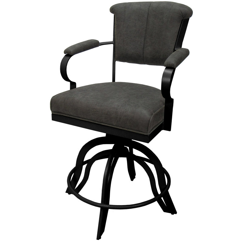 Raddie Swivel Metal Bar Stool 30" Seat, Gray, Black