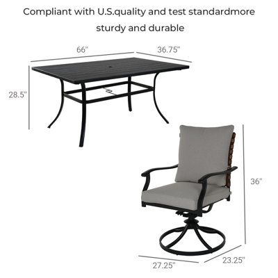 Tansi Swivel Rocking 7-Piece Outdoor Dining Set