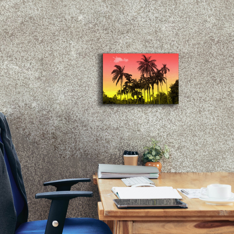 «Coastal Palms 4» par Mark Ashkenazi, art mural sur toile, H 12 po x l 18 po x P 0,75 po