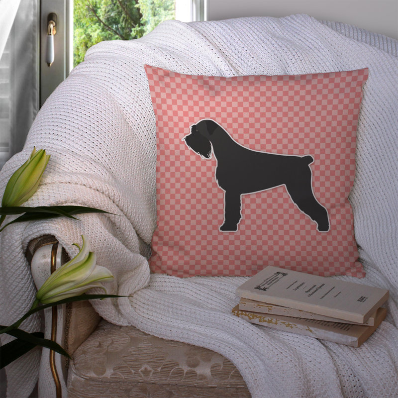 Coussin décoratif intérieur/extérieur géant schnauzer, H 14 po x l 14 po x P 3 po, Rose