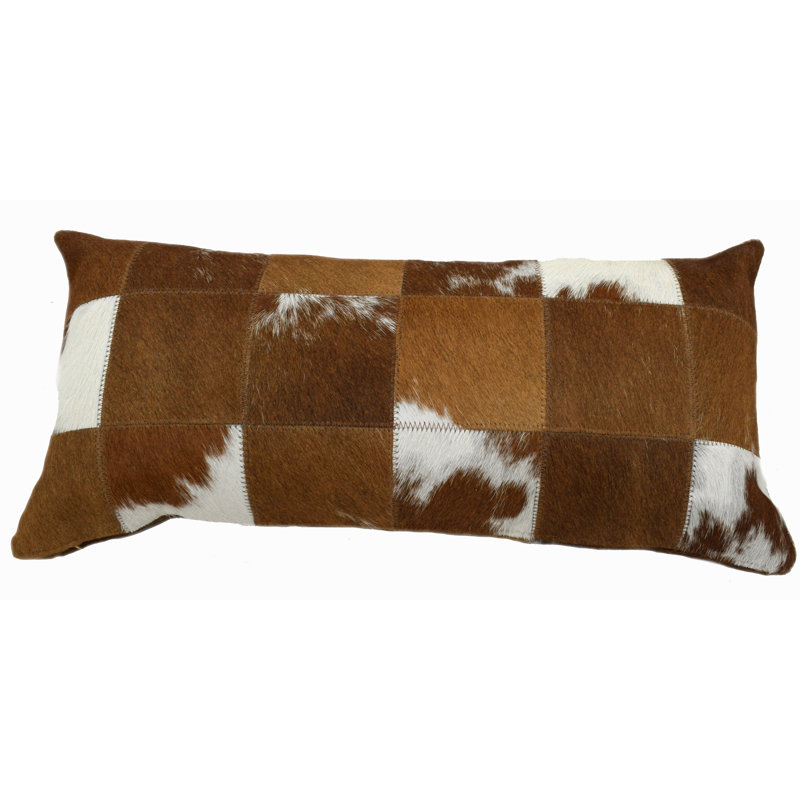 Animal Print Leather/Suede Reversible Throw Pillow