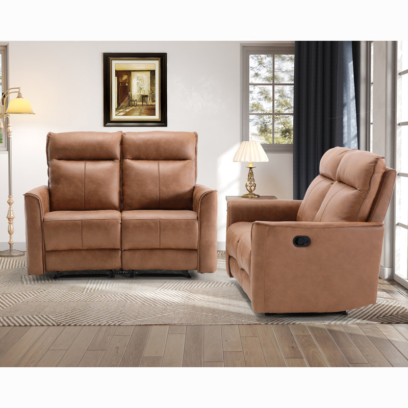 Hogansville 54.4" Wide Modern Comfortable Upholstered Standard Manual Reclining Loveseat (Set of 2)