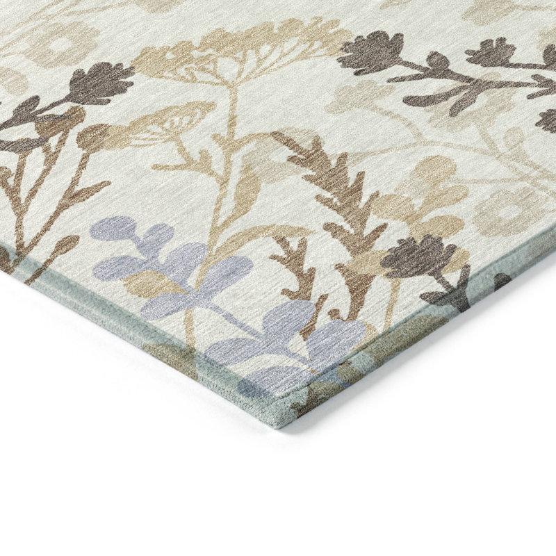Machine Washable Indoor/Outdoor Bourkelands ACN2334 Floral Rug, Rectangle 1'8" x 2'6"