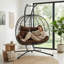Balancelle double avec support, fauteuil hamac de patio avec causeuse à coussin pour la chambre à coucher, le balcon, le jardin, l'intérieur, l'extérieur, (brun), chaise-1465140389