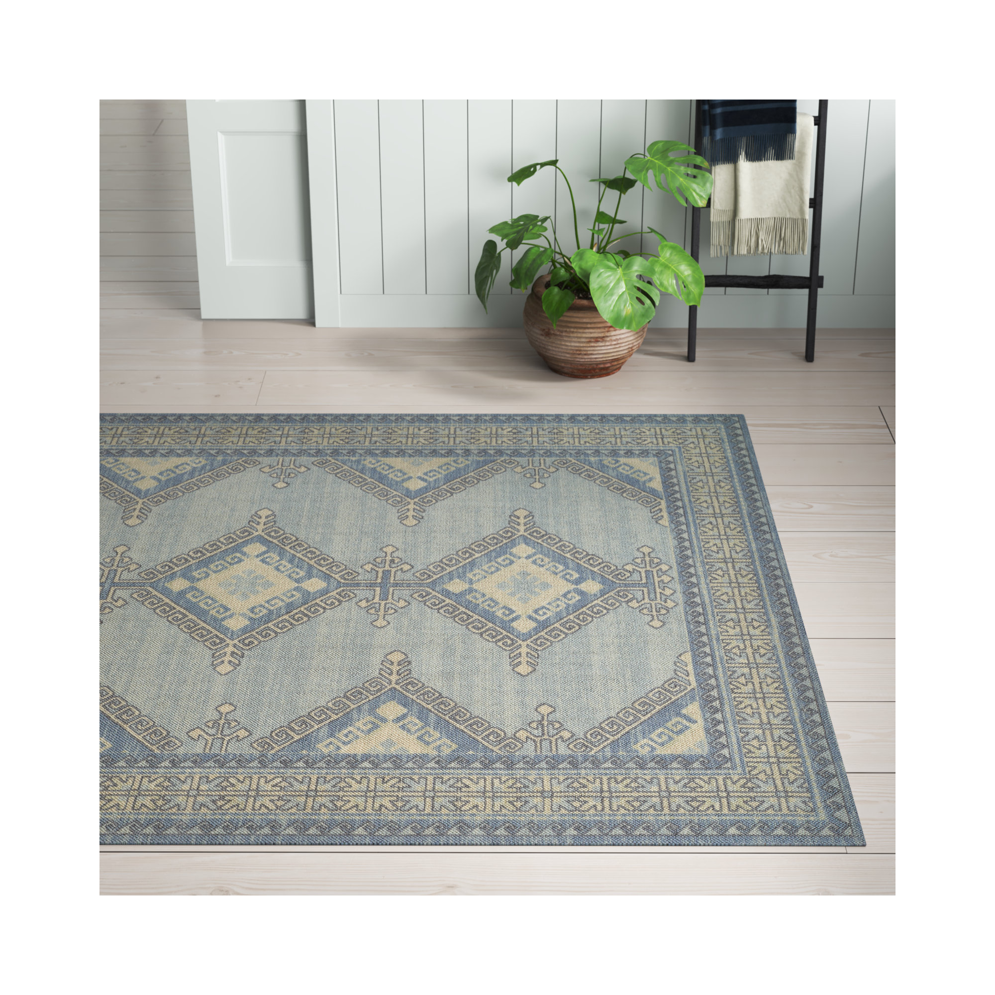 Aldona Blue/Brown Rug, Rectangle 7'9" x 9'10"