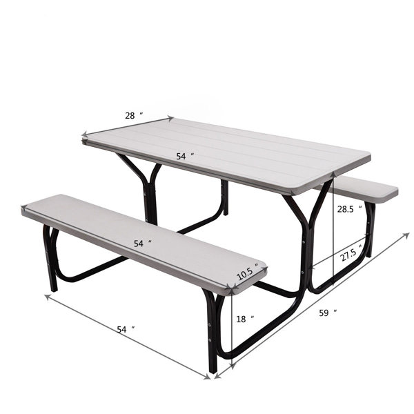 Rectangular 4 - Person 54" Long Picnic Table