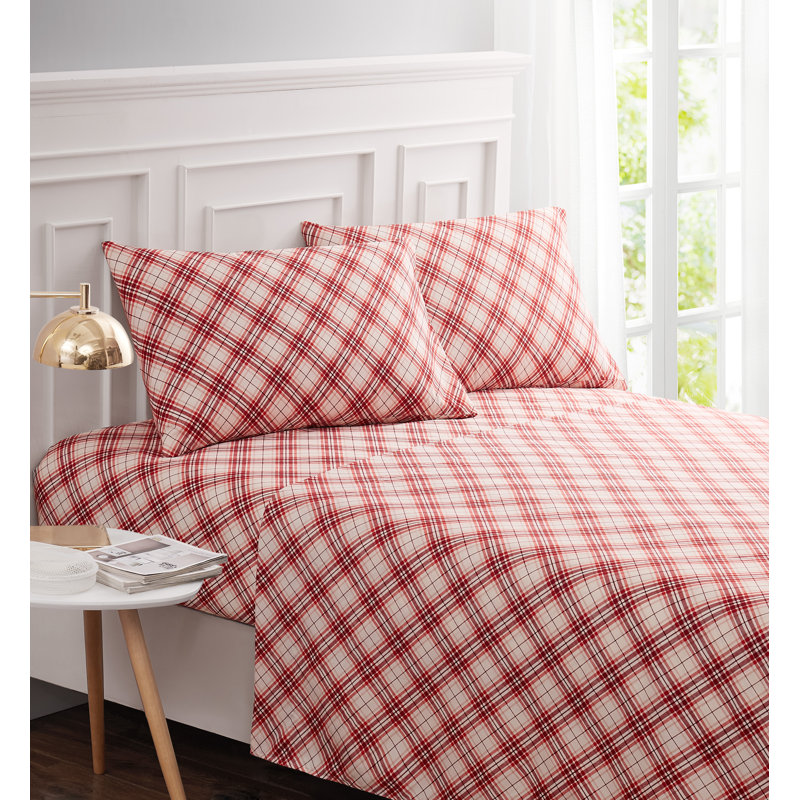 Ensemble de draps en microfibre Brightmont, Rouge, Jumeau