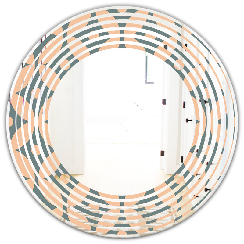 Wave Pattern Abstract Design IV Modern Frameless Wall Mirror, 23.6" H x 23.6" W