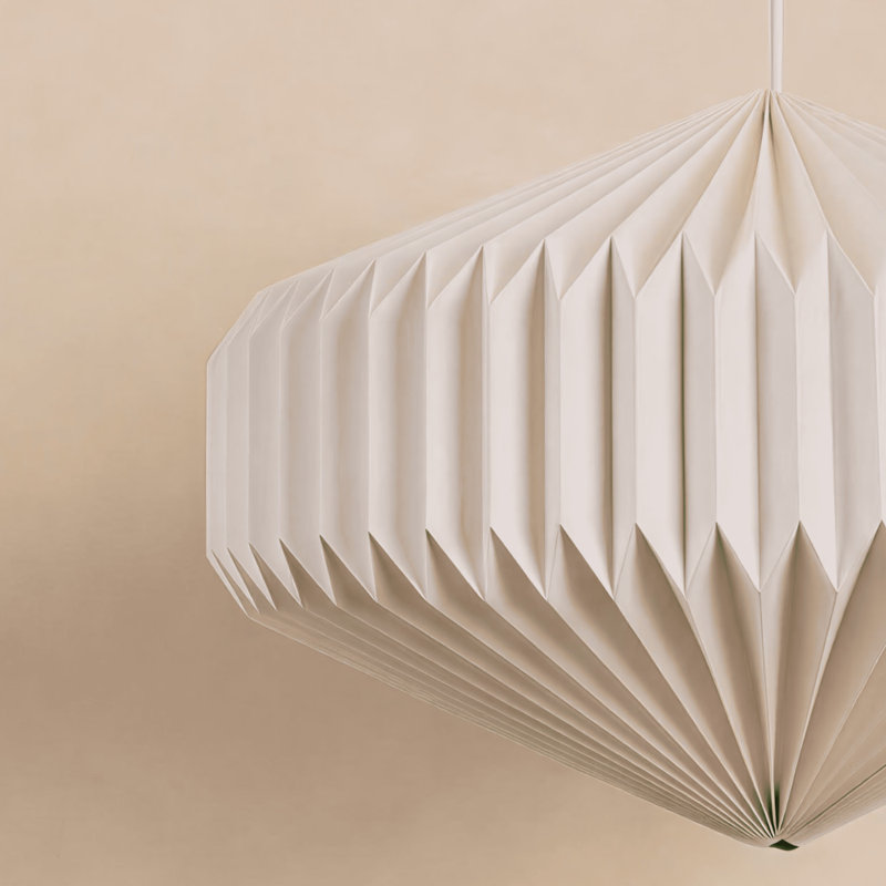 35cm H Cardboard / Paper Oval Pendant Shade in White