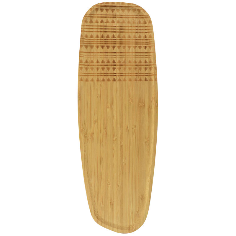 Sadler 22" Natural Wood Serving Tray with Etched Design