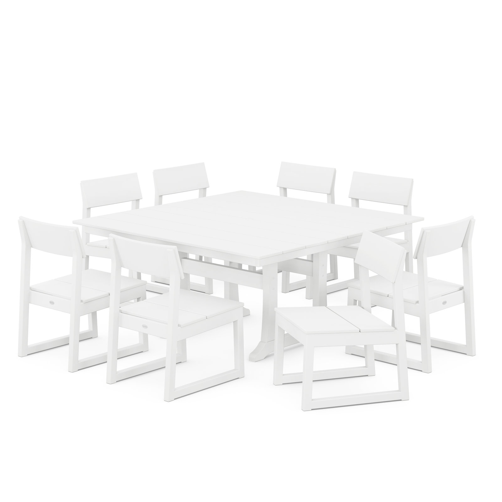 POLYWOOD® Edge 60" Patio Dining Set, White
