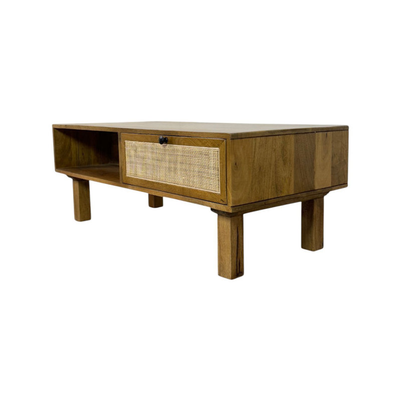 Table basse Elegant Beige 42 x 20 x 16 po avec deux compartiments de rangement