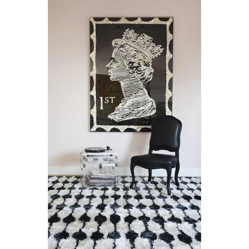 Geometric Handmade Black/Ivory Area Rug, Runner 2'3" x 7'6"
