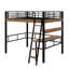 Lit mezzanine double en métal avec bureau intégré, tablette de rangement et échelle