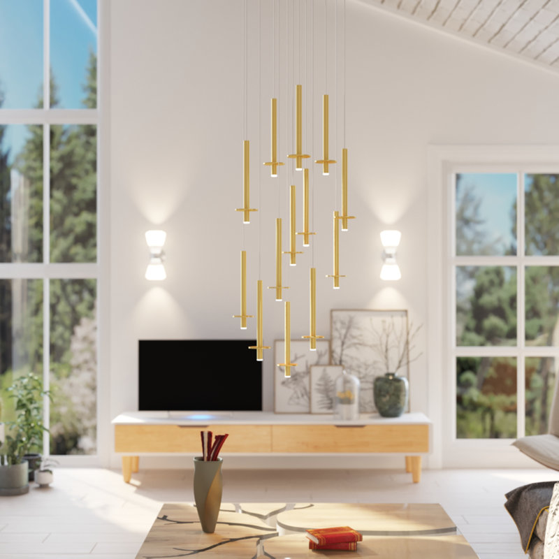 Luminaire suspendu géométrique Zakaryan, Laiton, 9 lumières