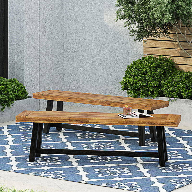 Ensemble de 2 bancs d'extérieur, Brun
