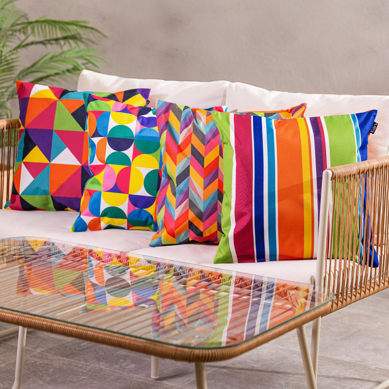 Indoor / Outdoor Striped Multi Square Throw Cushion