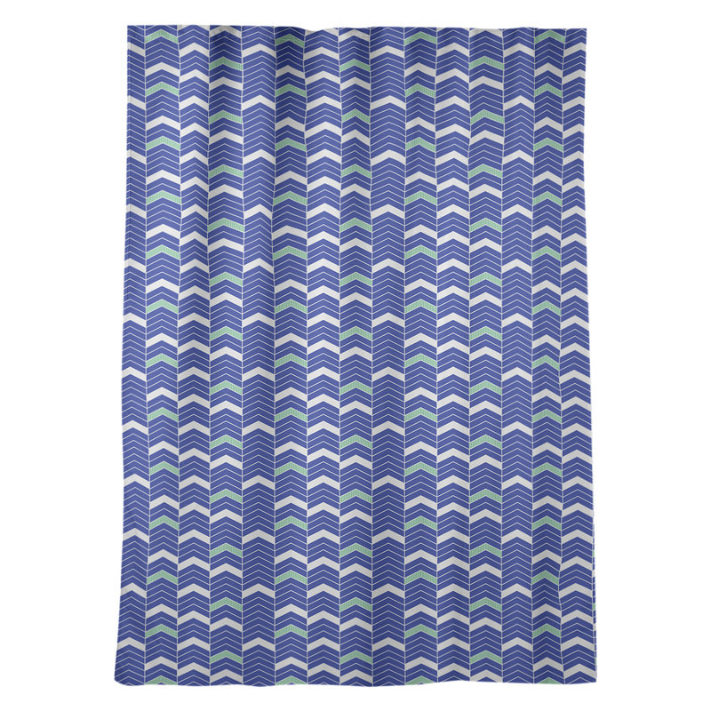 Panneau de rideau simple occultant et isolant avec passe-tringle en ligne à chevrons Stephenie, Bleu / vert / blanc