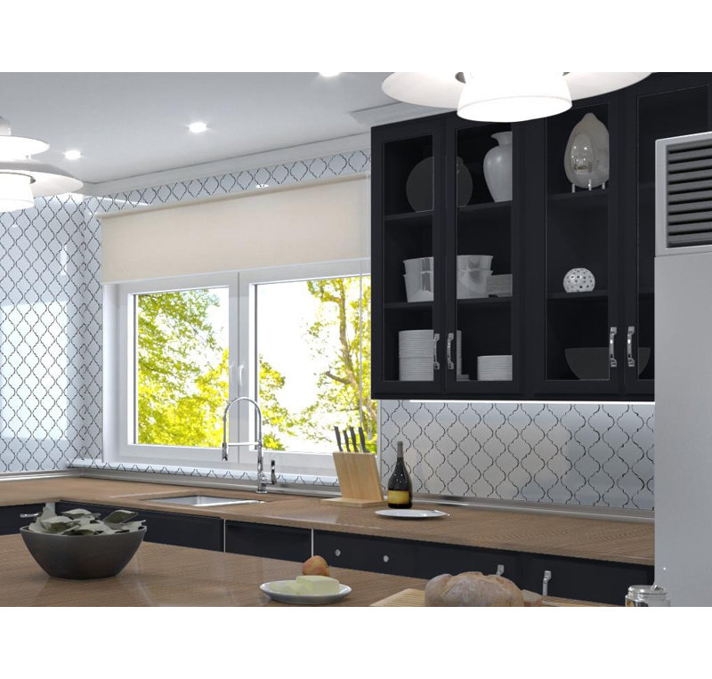 Viola 5" Arabesque Glass Wall Tile, Margio Glossy