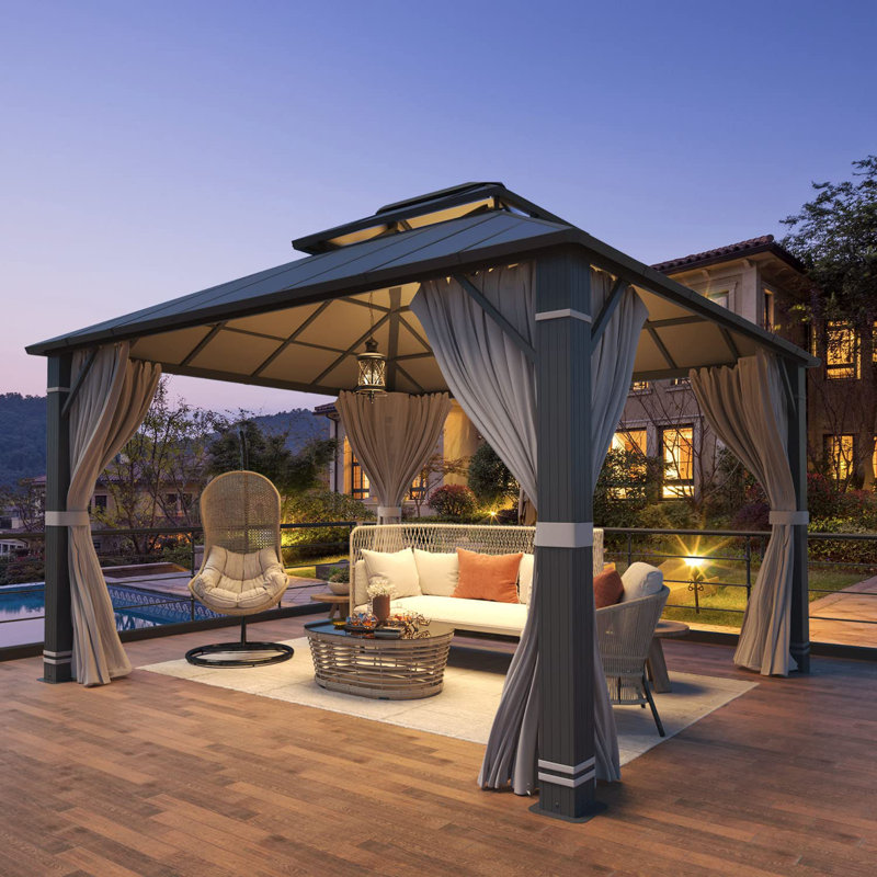  12 Ft. W x 14 Ft. D and 12 Ft. W x 16 Ft. D Aluminum Patio Gazebo, 14 ft. W x 12 ft. D