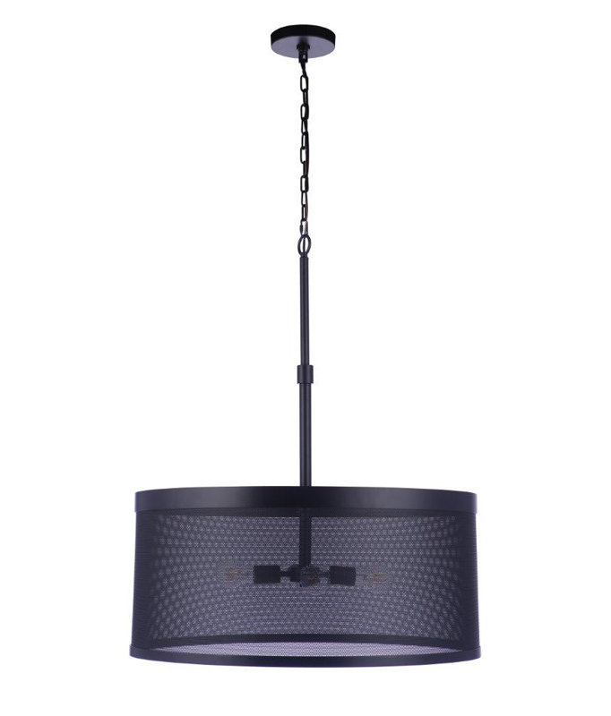 Luminaire suspendu tambour 4 lumières Mesh, Noir mat