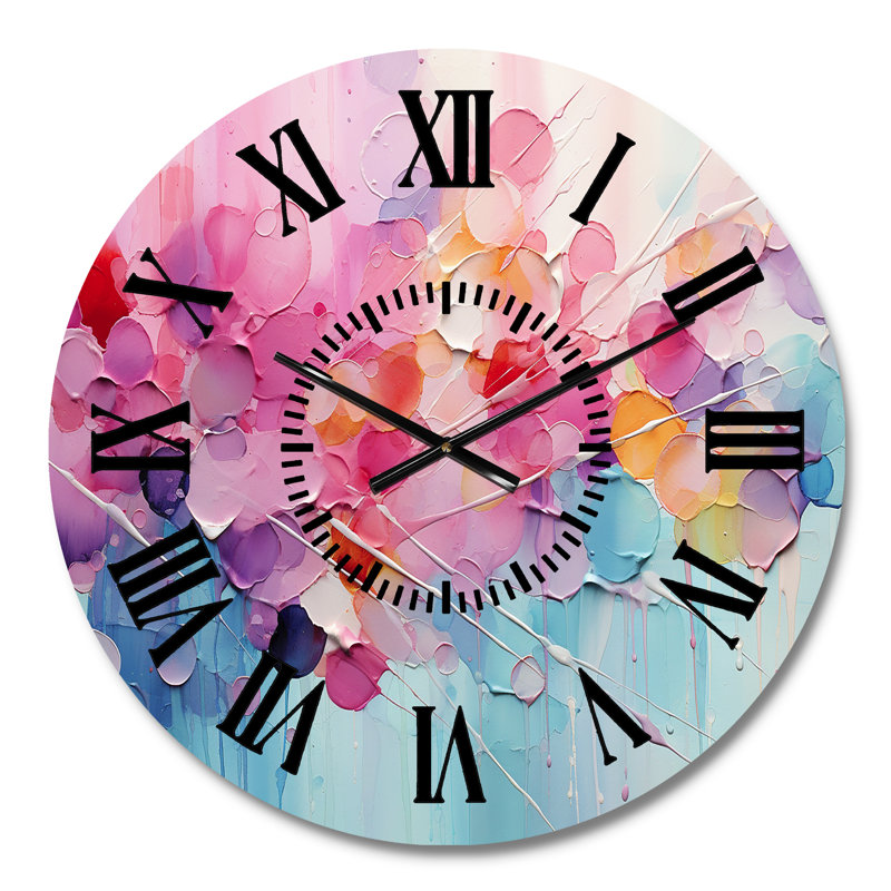 Horloge murale rose et bleu pastel, Médium